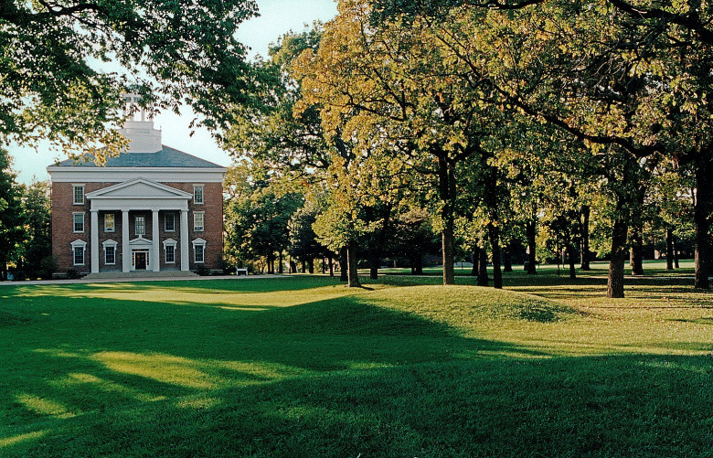 Beloit College mounds. View from the West. Source: Beloit College Archives